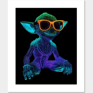 Retro Neon Gremlin T-Shirt | Vintage 80s Fantasy Graphic Design | Glowing Gremlin Posters and Art
